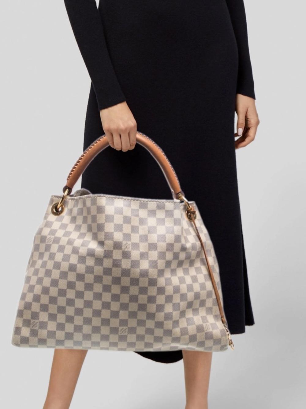 Louis Vuitton Damier Azur Checker Tote with Tan Leather Handles
